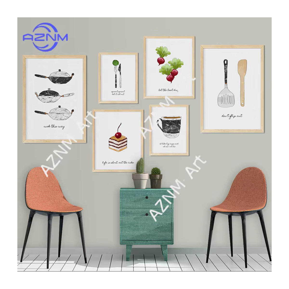 KAYOU Leinwand-Kunstdruck Kaffee und Kuchen im skandinavischen Stil, mehrfarbiges Wandbild für Küche und Esszimmer - Bild 2