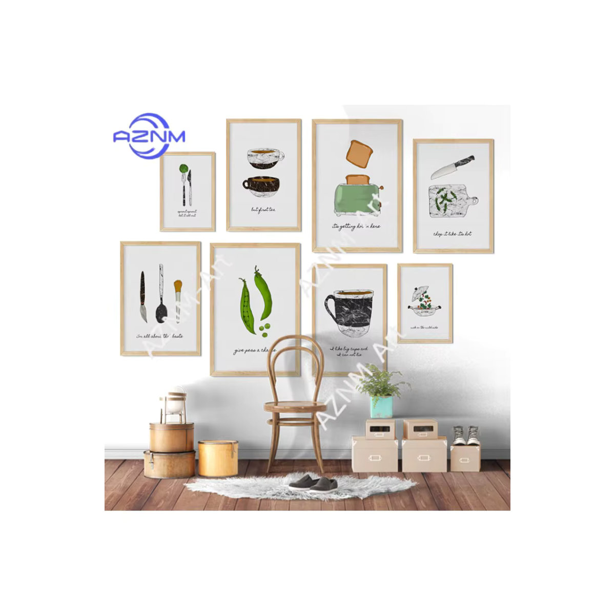 KAYOU Leinwand-Kunstdruck Kaffee und Kuchen im skandinavischen Stil, mehrfarbiges Wandbild für Küche und Esszimmer - Bild 4
