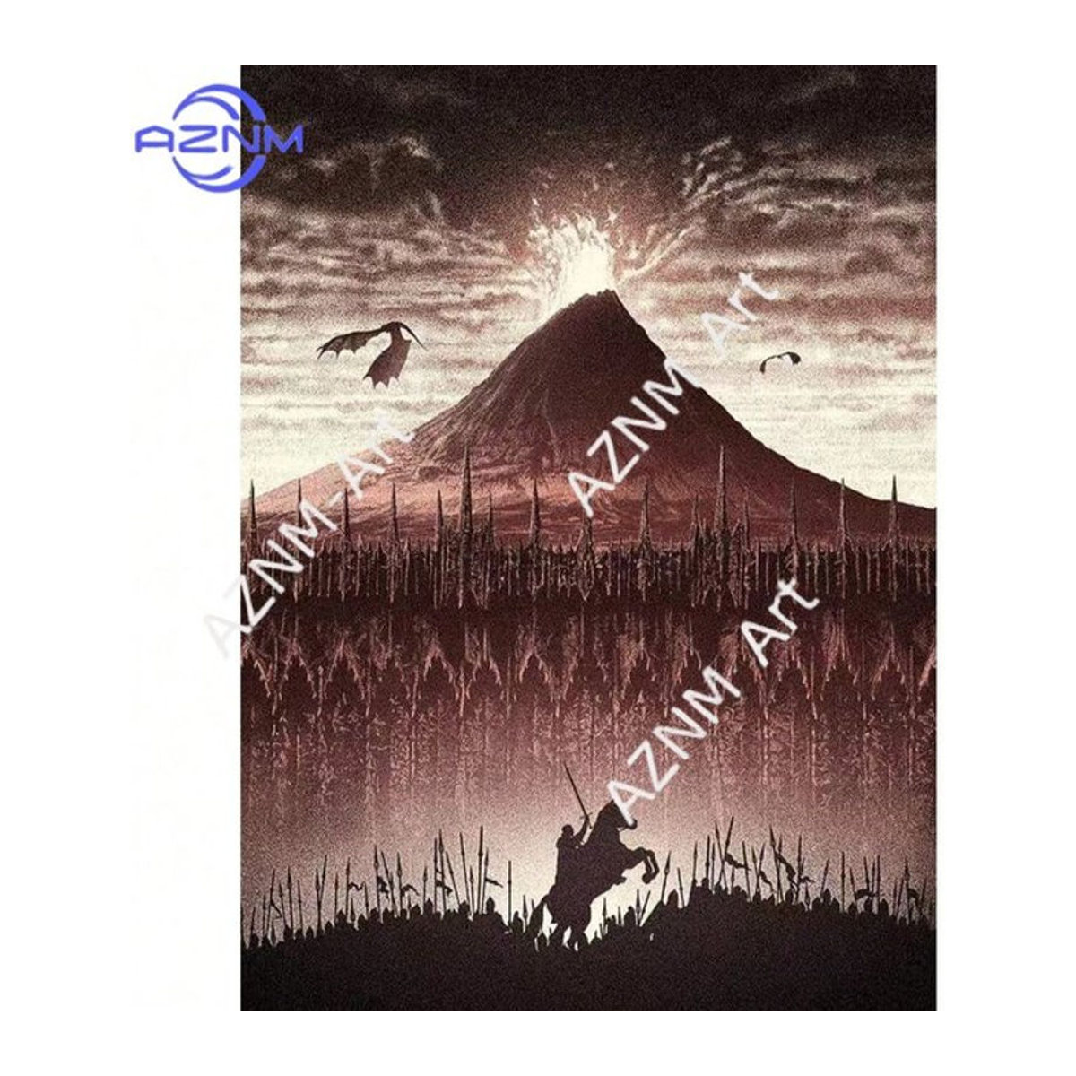 KAYOU Leinwandgemälde Der Herr der Ringe Landschaft im Vintage-Stil, mehrfarbig, Hochformat - Bild 1