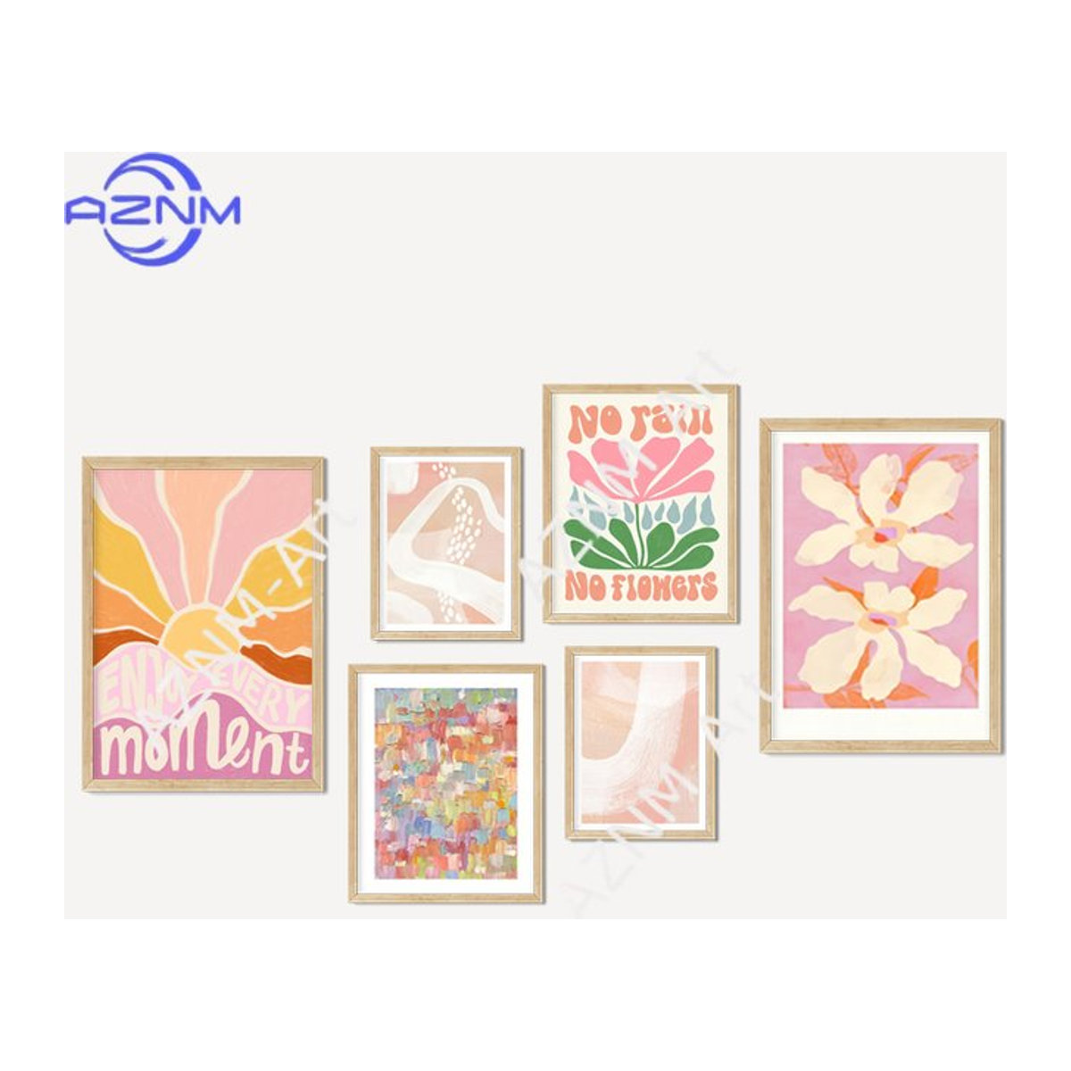 KAYOU Leinwandgemälde mit floralem und abstraktem Design, bunte Wandkunst mit Blumen und Sonne, modernes Poster in Hochformat für die Wandmontage, mehrfarbig - Bild 1