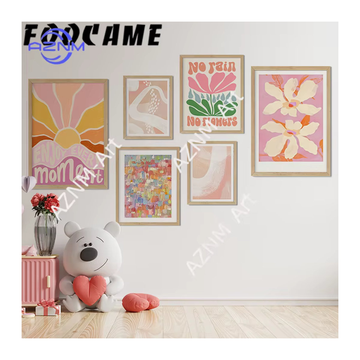 KAYOU Leinwandgemälde mit floralem und abstraktem Design, bunte Wandkunst mit Blumen und Sonne, modernes Poster in Hochformat für die Wandmontage, mehrfarbig - Bild 2