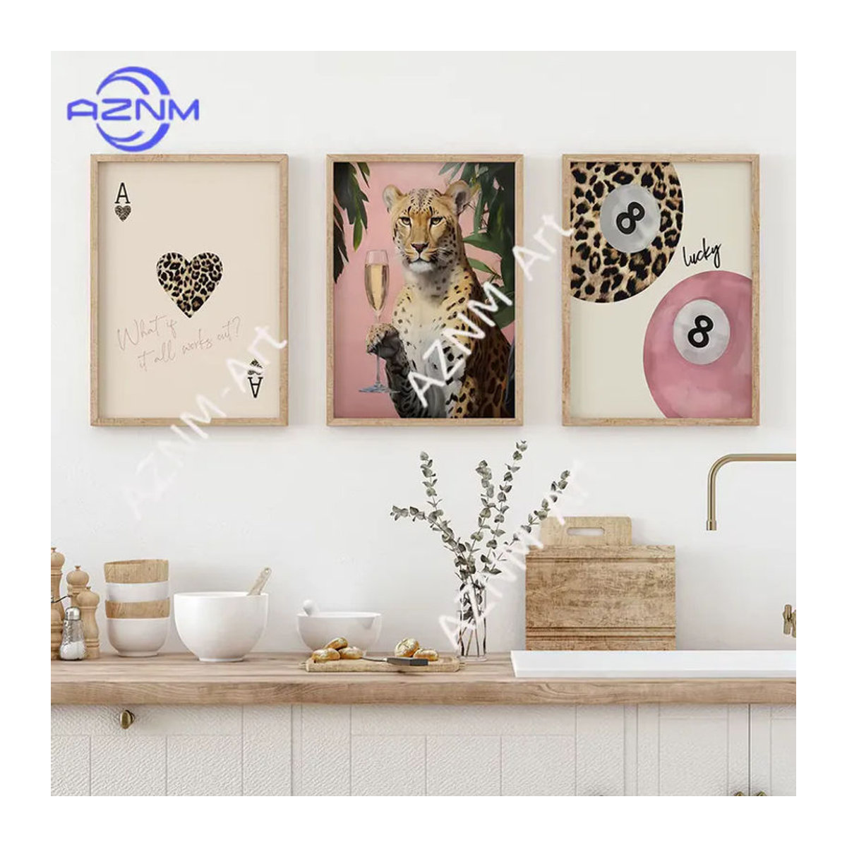 KAYOU Leinwandgemälde mit Leoparden-Motiv in Rosa, modernes Tierprint-Kunstposter für Wohnzimmer und Schlafzimmer, rahmenlos - Bild 2
