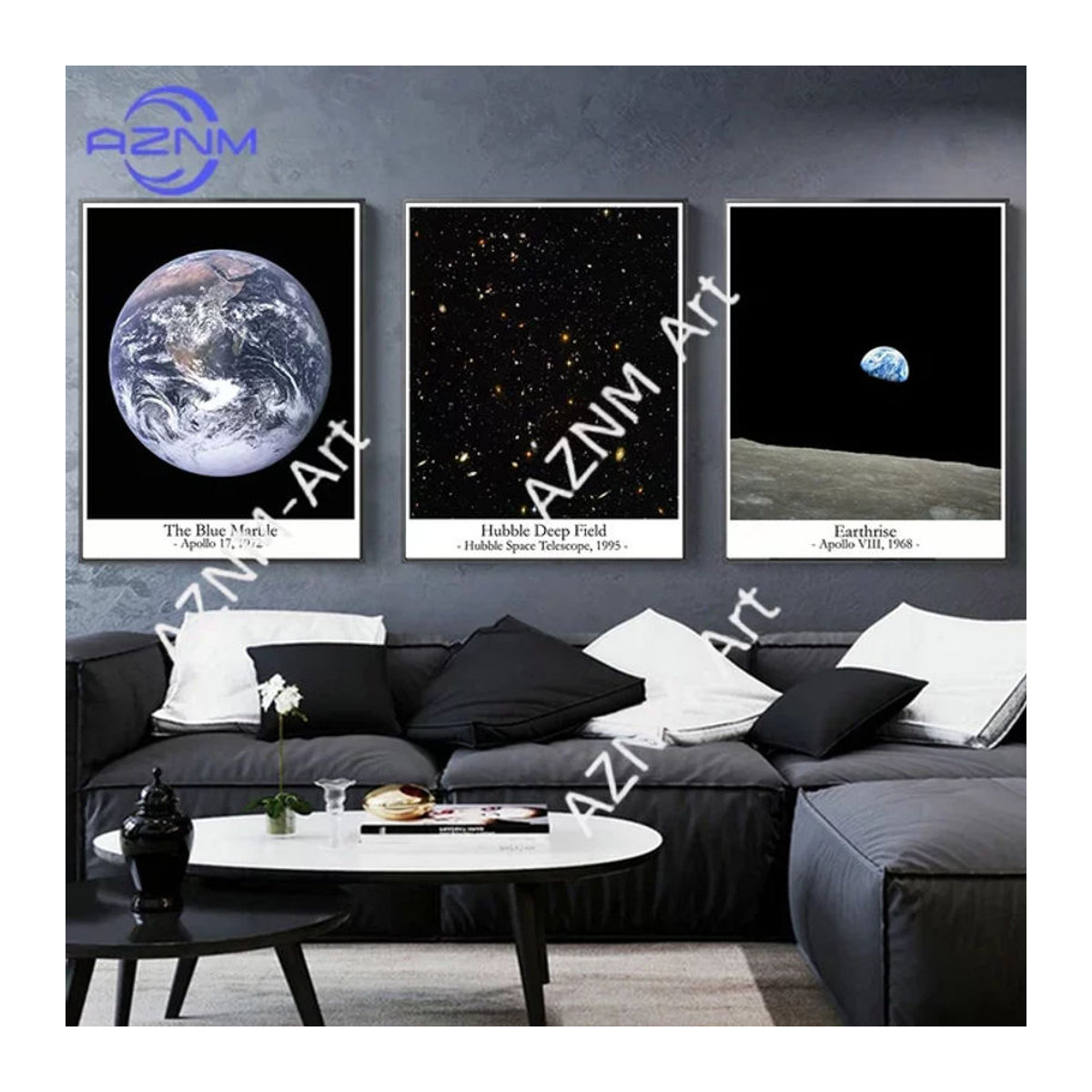 KAYOU Leinwandgemälde Weltraum Galaxie Sterne und Planeten als modernes Wandbild in Schwarz - Bild 1
