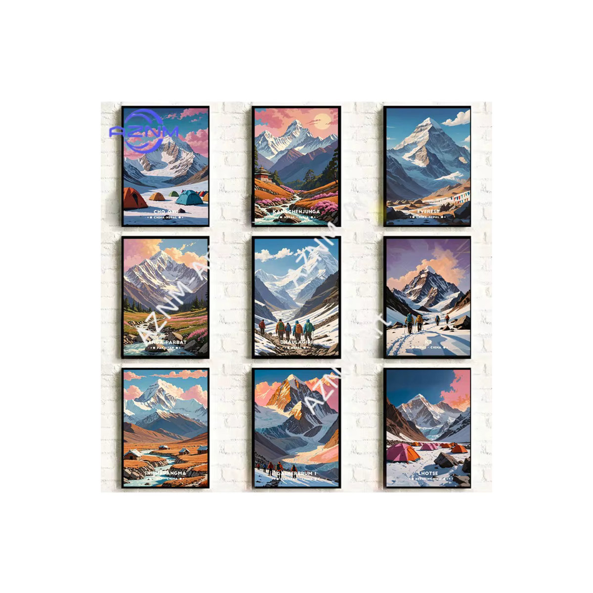 KAYOU Leinwandposter mit Bergkunst Lhotse Makalu Broad Peak in mehrfarbigem Hochformat zur Wandmontage - Bild 2