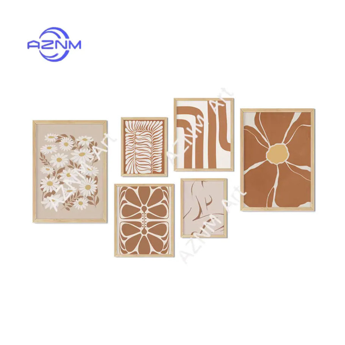 KAYOU Minimalistisches Leinwandgemälde mit abstrakten floralen Gänseblümchen in Beige, Rechteckiges Wandbild aus Holz für deine Dekoration - Bild 6