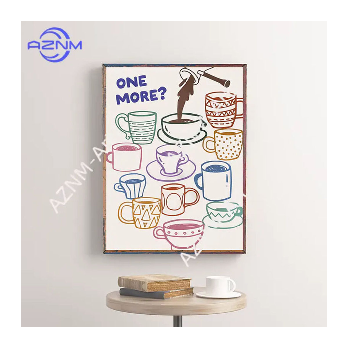 KAYOU Minimalistisches Typografie-Poster mit Kaffee-Zitat als Leinwand-Wandkunst in Weiß, Hochformat - Bild 2