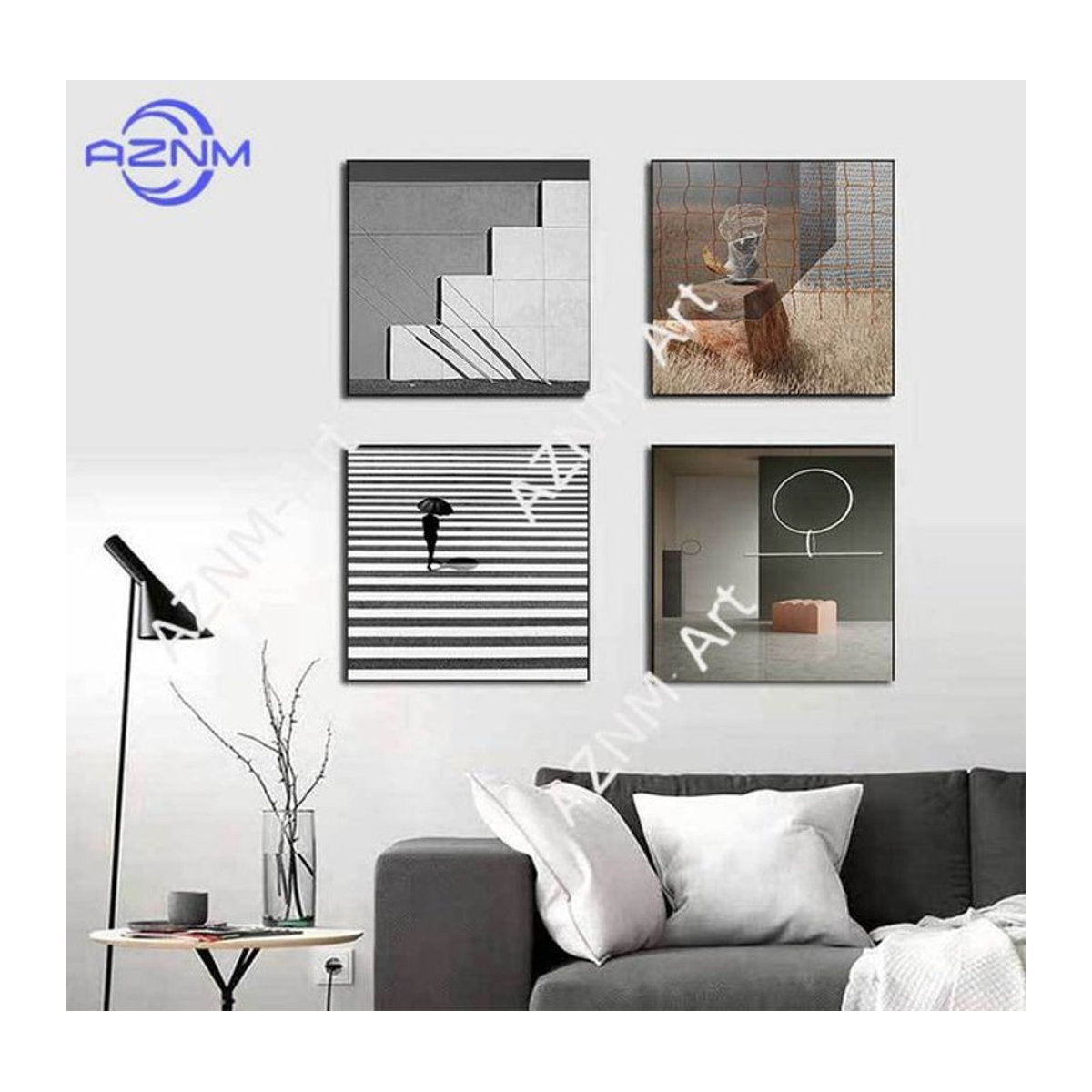 KAYOU Moderne Architektur und Stilleben Leinwandbilder, Abstraktes Wandkunst Poster im Querformat, Mehrfarbig, Rahmenlos - Bild 1