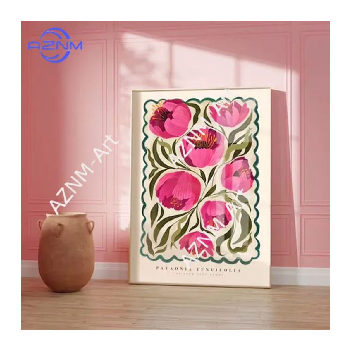 KAYOU Moderner Leinwand Kunstdruck Sommerpfingstrose Floral Mehrfarbig Hochformat - Bild 1