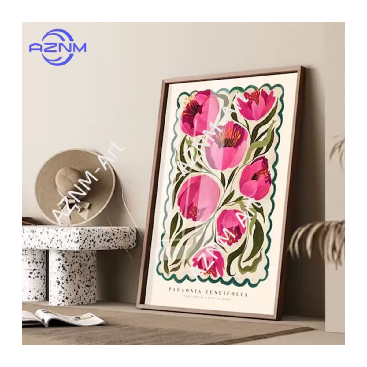 KAYOU Moderner Leinwand Kunstdruck Sommerpfingstrose Floral Mehrfarbig Hochformat - Bild 3
