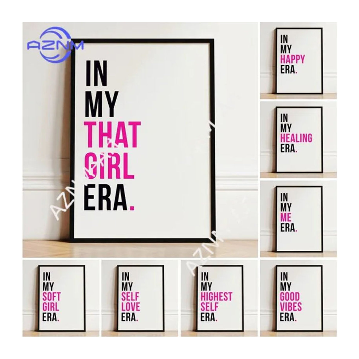 KAYOU Motivierendes Zitat Wandkunst Poster in Rosa und Weiß, minimalistische Leinwandmalerei mit Typografie für deine Dekoration - Bild 1
