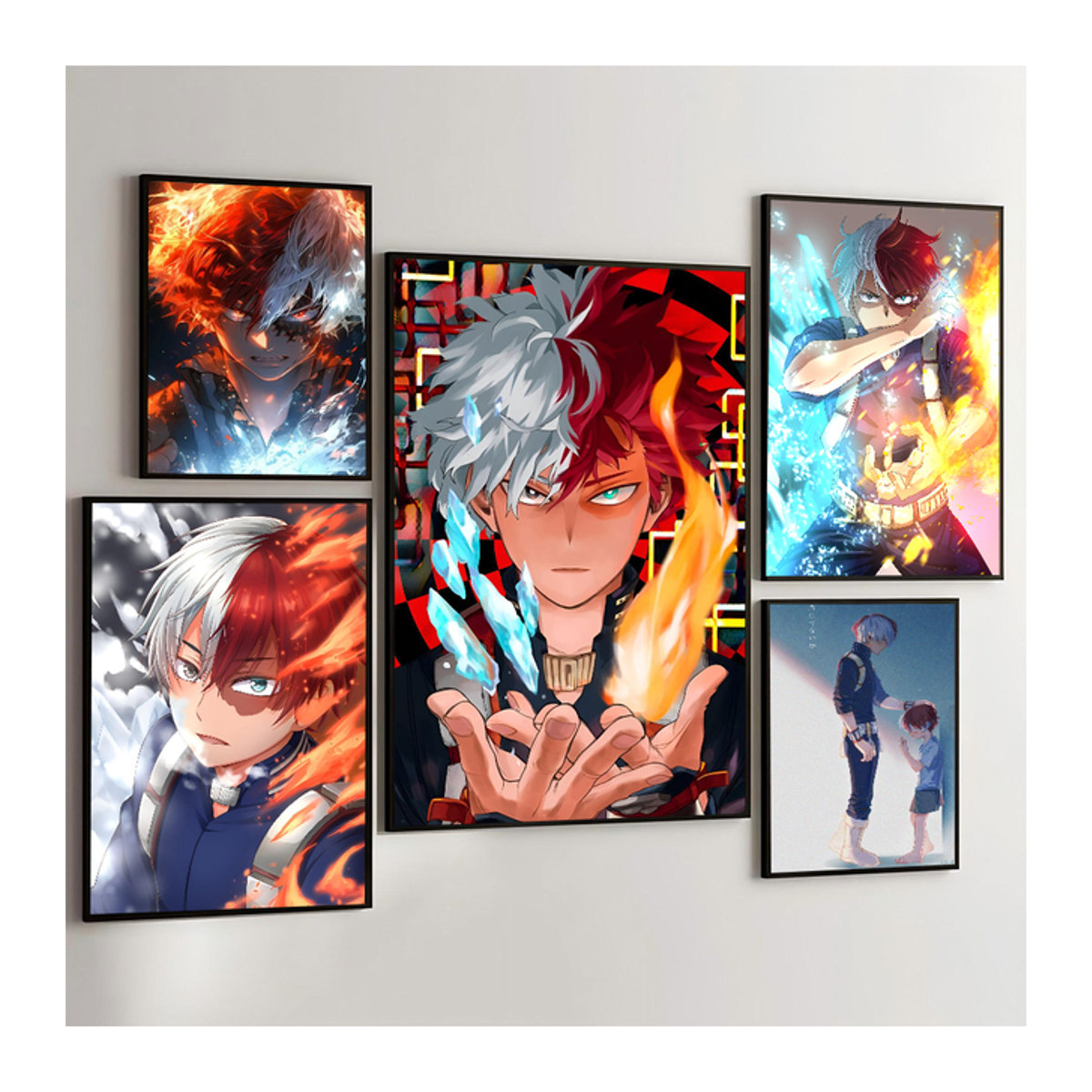 Kayou My Hero Academia Todoroki Shouto Klassisches Filmplakat als wasserfester Papieraufkleber für deine Wanddekoration, Mehrfarbig - Bild 1