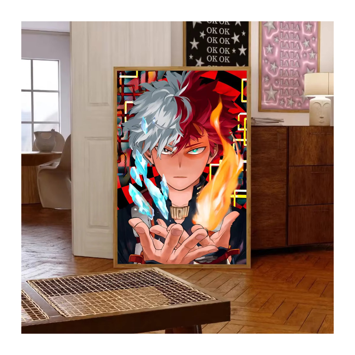 Kayou My Hero Academia Todoroki Shouto Klassisches Filmplakat als wasserfester Papieraufkleber für deine Wanddekoration, Mehrfarbig - Bild 3