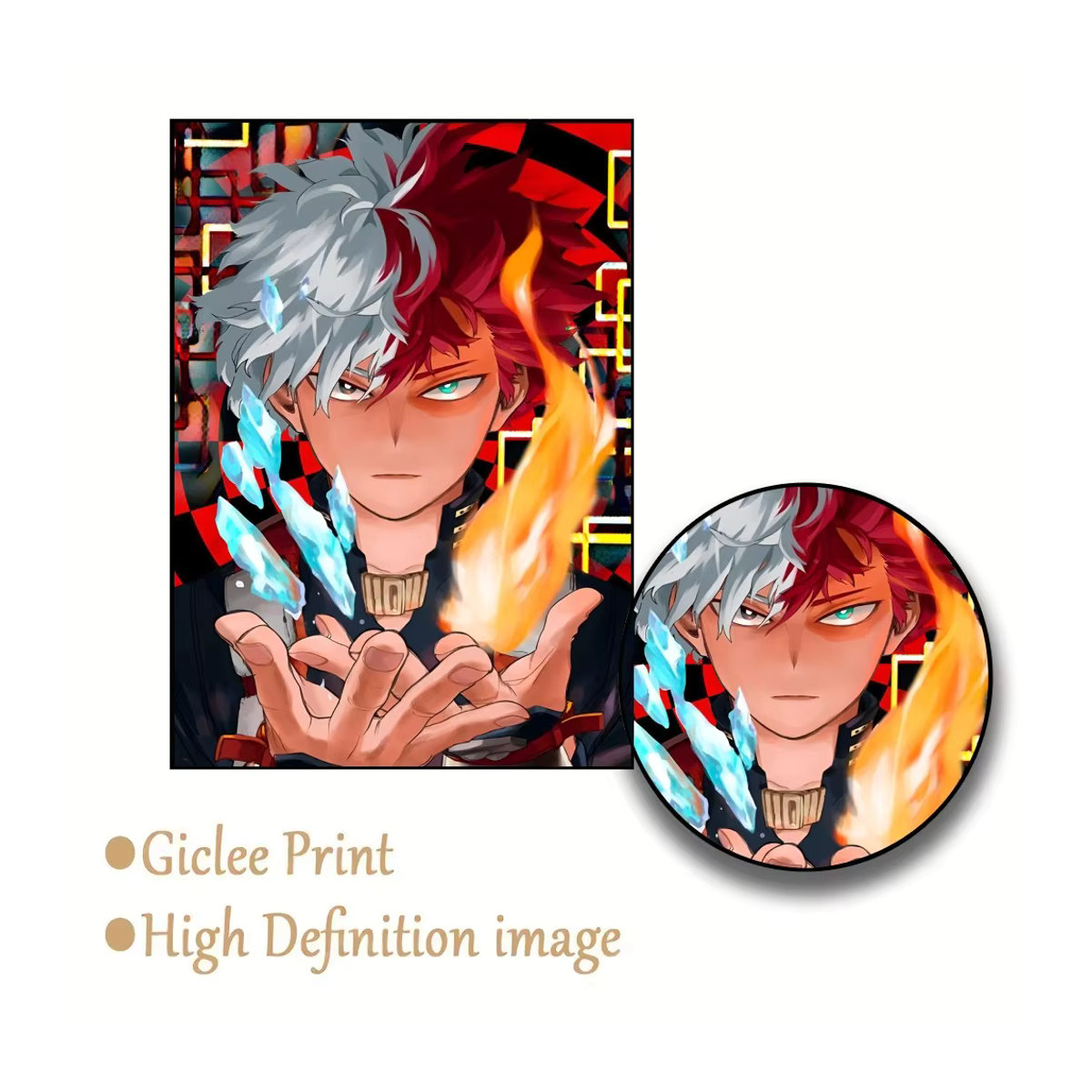 Kayou My Hero Academia Todoroki Shouto Klassisches Filmplakat als wasserfester Papieraufkleber für deine Wanddekoration, Mehrfarbig - Bild 5