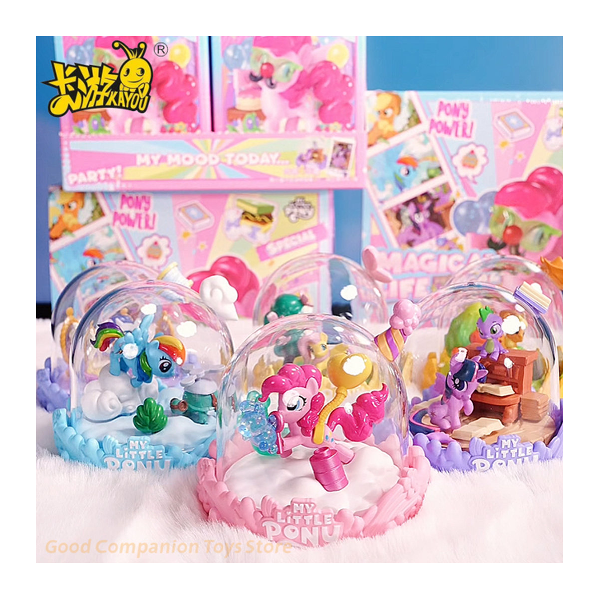 KAYOU My Little Pony Mini Scene Vol.1 Magical Home Blind Box Dekoration Pinkie Pie und Rainbow Dash in Mehrfarbig - Bild 1