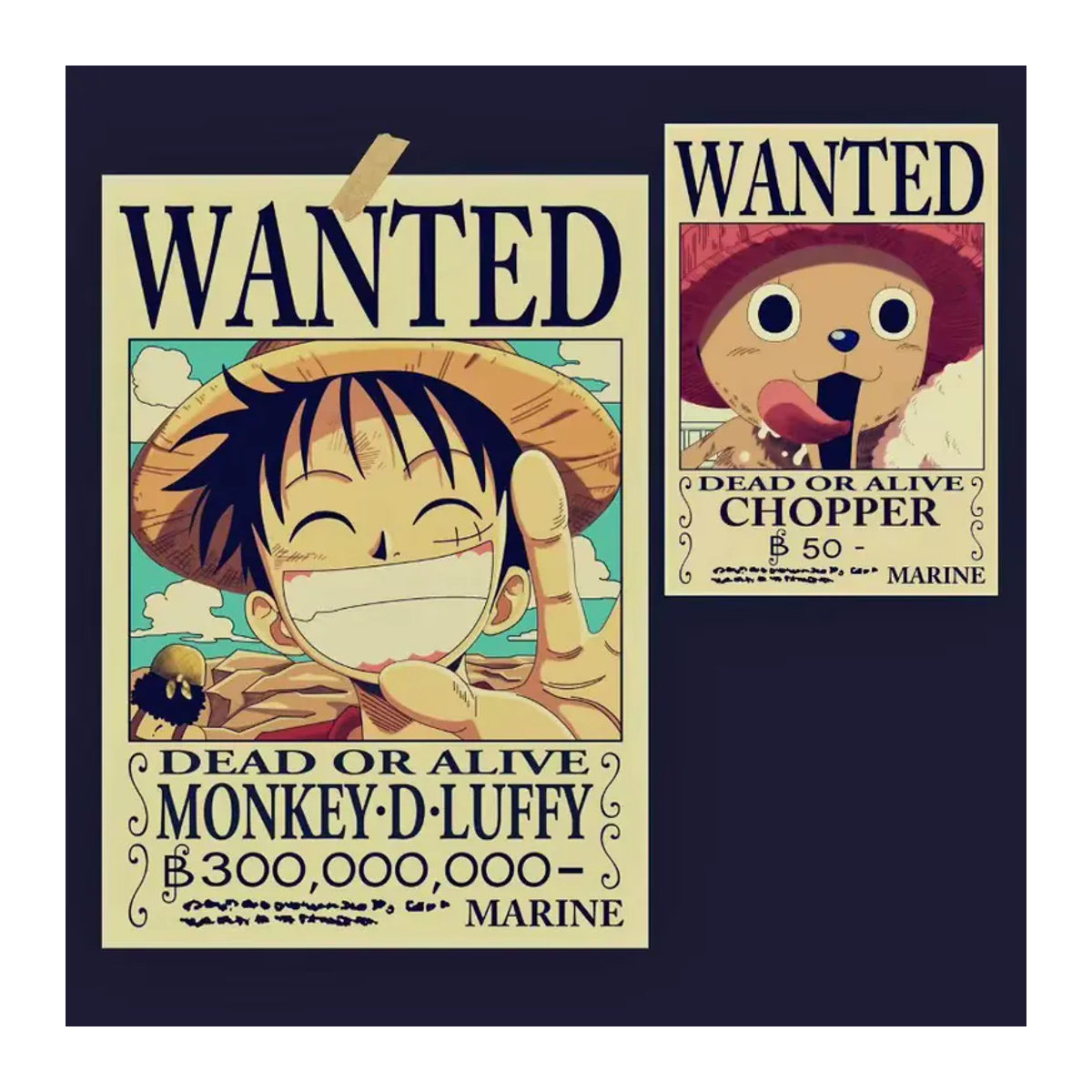 Kayou One Piece Wanted Poster Rahmenlose Dekorative Wandmalerei im Retro-Stil aus Papier, Beige - Bild 2