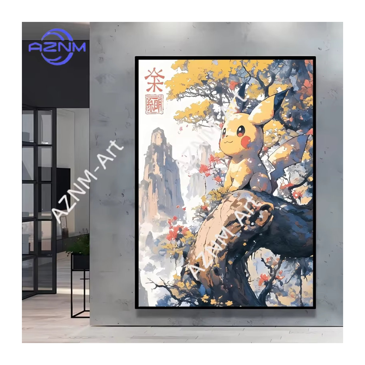 KAYOU Pikachu Leinwand-Gemälde Klassisches Pokemon Poster für Kinderzimmer und Wohnzimmer, mehrfarbig, Hochformat - Bild 2