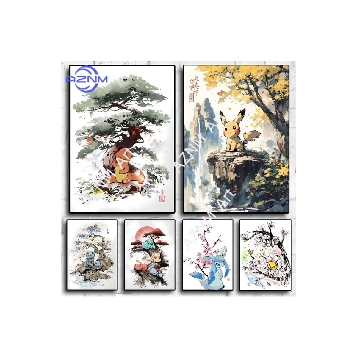 KAYOU Pikachu Leinwand-Gemälde Klassisches Pokemon Poster für Kinderzimmer und Wohnzimmer, mehrfarbig, Hochformat - Bild 3