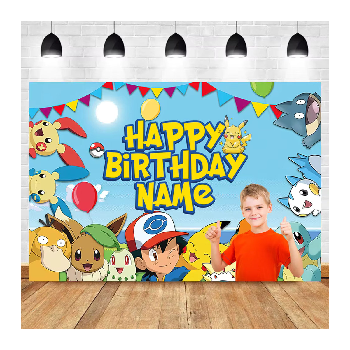 KAYOU Pikachu Pokemon Geburtstag Banner mit personalisiertem Namen für Kinder Party Dekoration, mehrfarbig, rechteckig - Bild 2