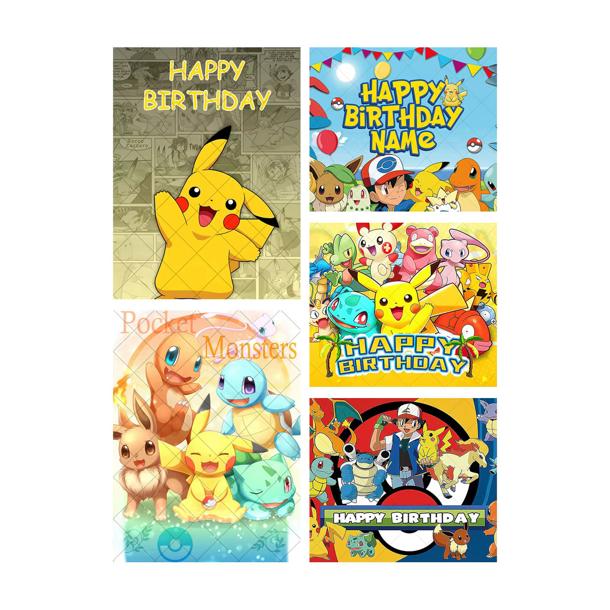KAYOU Pikachu Pokemon Geburtstag Banner mit personalisiertem Namen für Kinder Party Dekoration, mehrfarbig, rechteckig - Bild 3