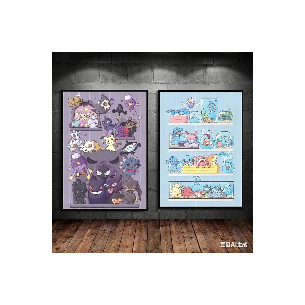 KAYOU Pokemon Leinwandgemälde mit Pikachu, Charizard, Gengar und Bulbasaur im Anime-Stil zur Wandmontage - Bild 2