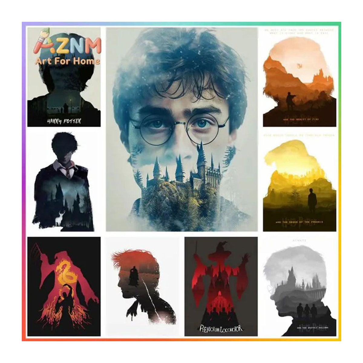 KAYOU Quadratisches Kunstmosaik Wandbild mit Hogwarts-Schulmuster in Mehrfarbig - Bild 1