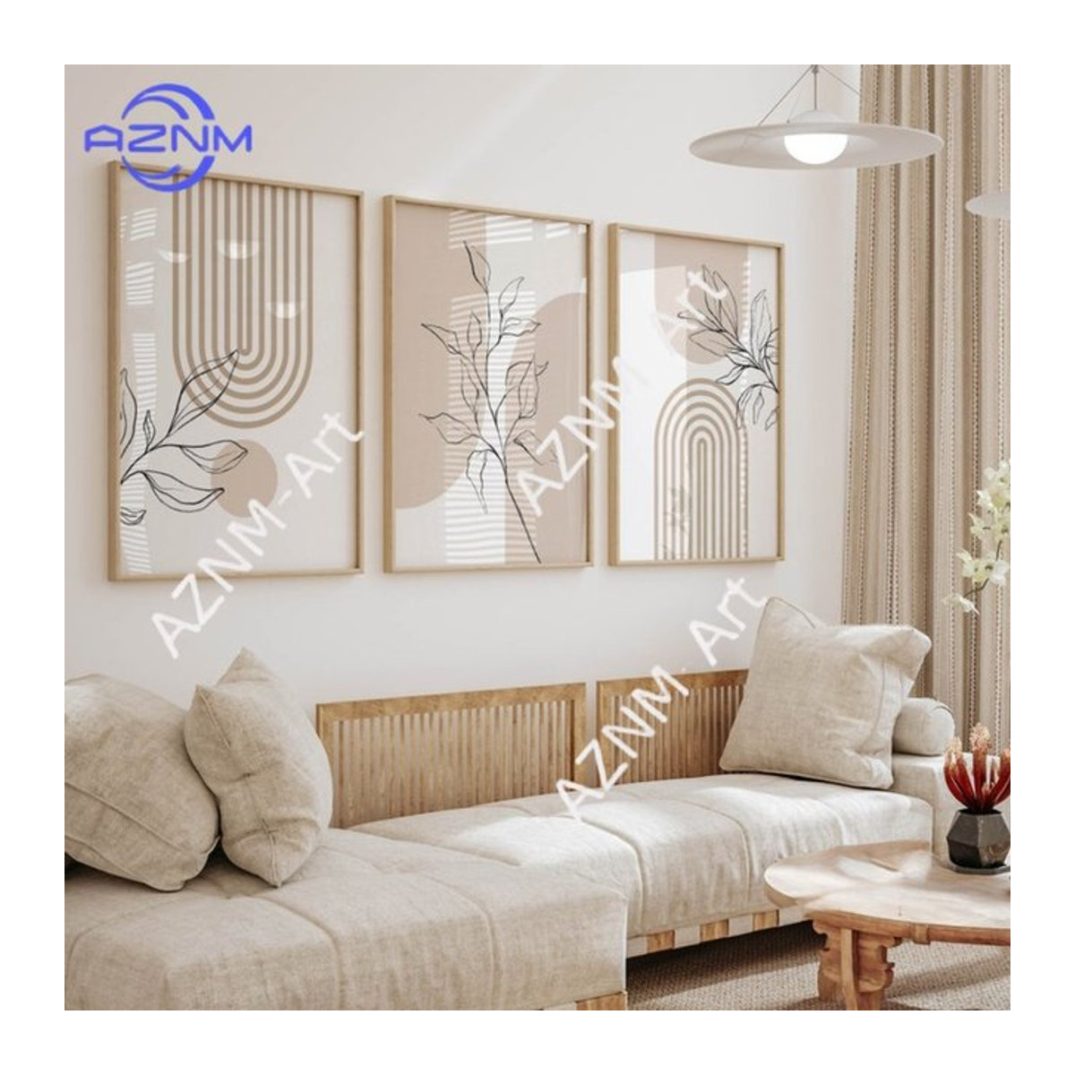 KAYOU Rahmenlose Wanddrucke in Beige mit floralem Design für minimalistische Wohnkultur im Hochformat - Bild 1