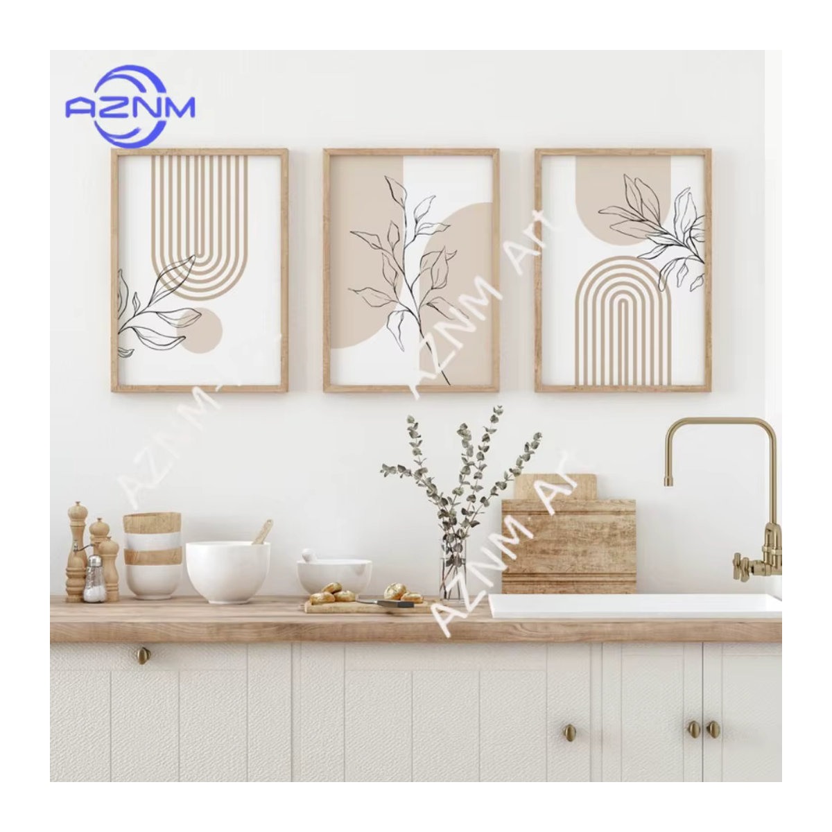 KAYOU Rahmenlose Wanddrucke in Beige mit floralem Design für minimalistische Wohnkultur im Hochformat - Bild 3