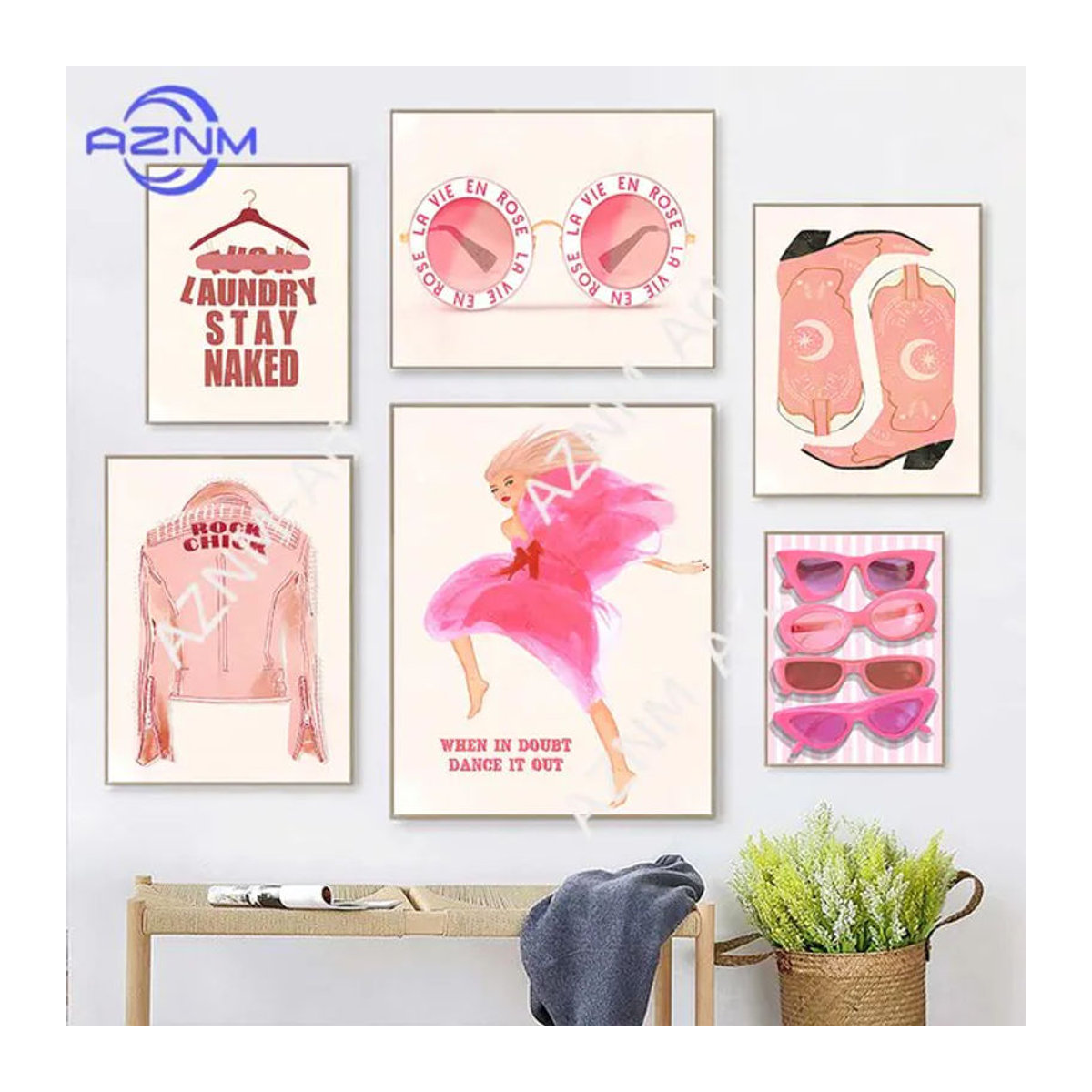 KAYOU Retro Glamour Mode-Magazin-Poster Rosa Leinwandgemälde Porträt Wandkunst für deine Wohnraumdekoration - Bild 1