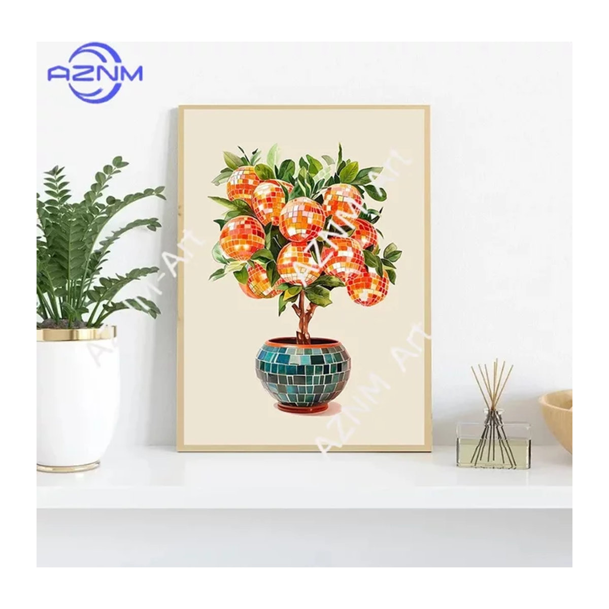 KAYOU Retro Orangen-Zitrusfrucht Wandkunst Leinwandgemälde im Hochformat, Mehrfarbig - Bild 1