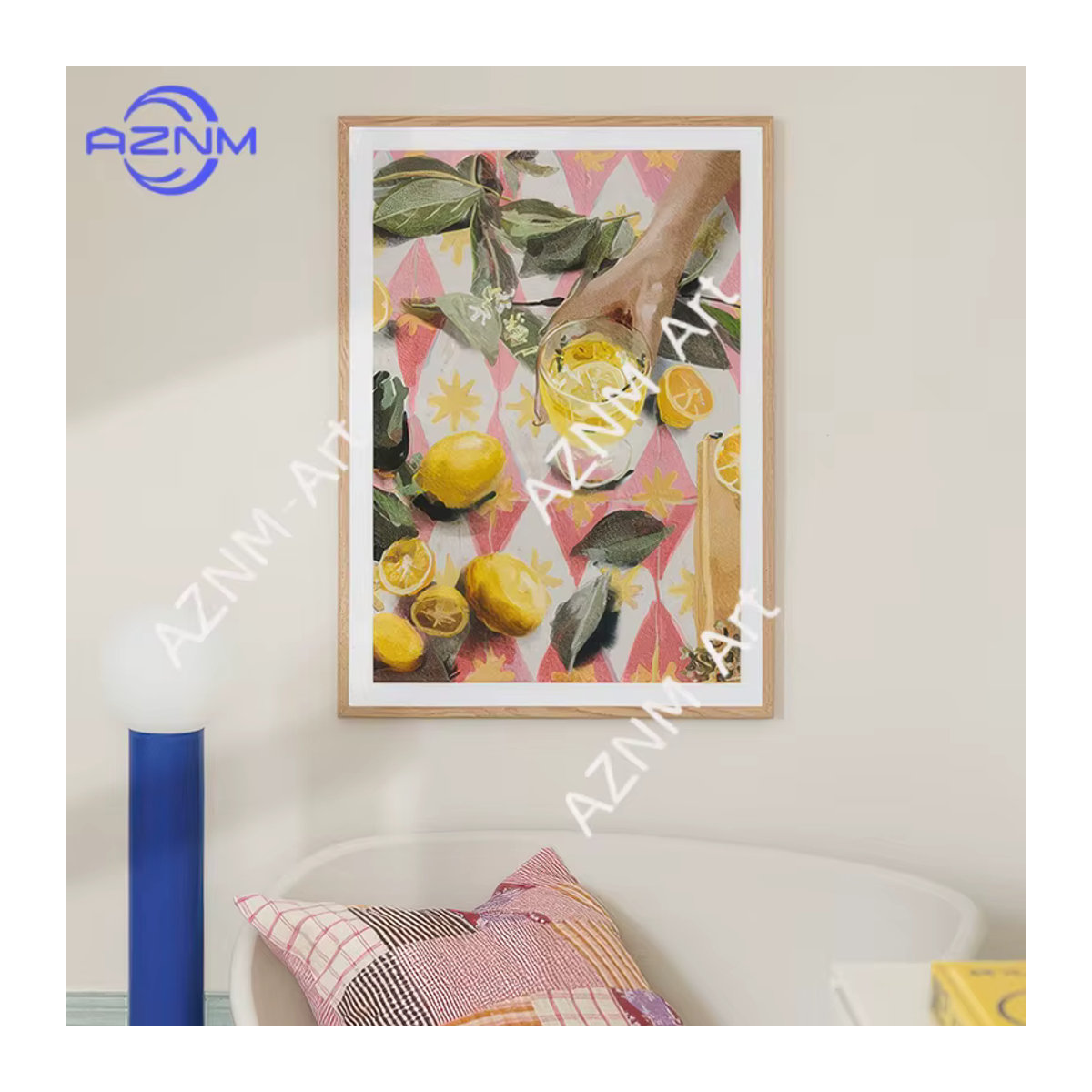 KAYOU Retro Wandkunst Poster Kirschroter Samtkuchen Tulpen Mojito Zitronen-Cocktail Leinwanddruck in Rot und Mehrfarbig - Bild 1