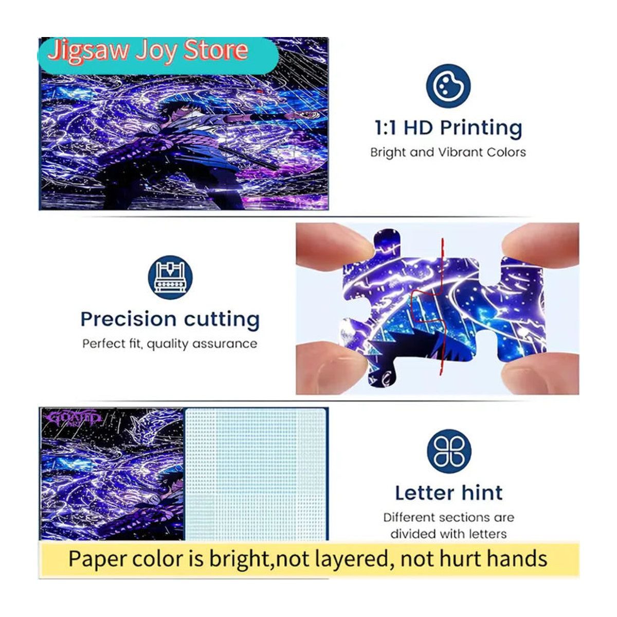 KAYOU Sasuke Uchiha Papierpuzzle mit lila Susanoo und kosmischem Hintergrund in Schwarz und Lila - Bild 2