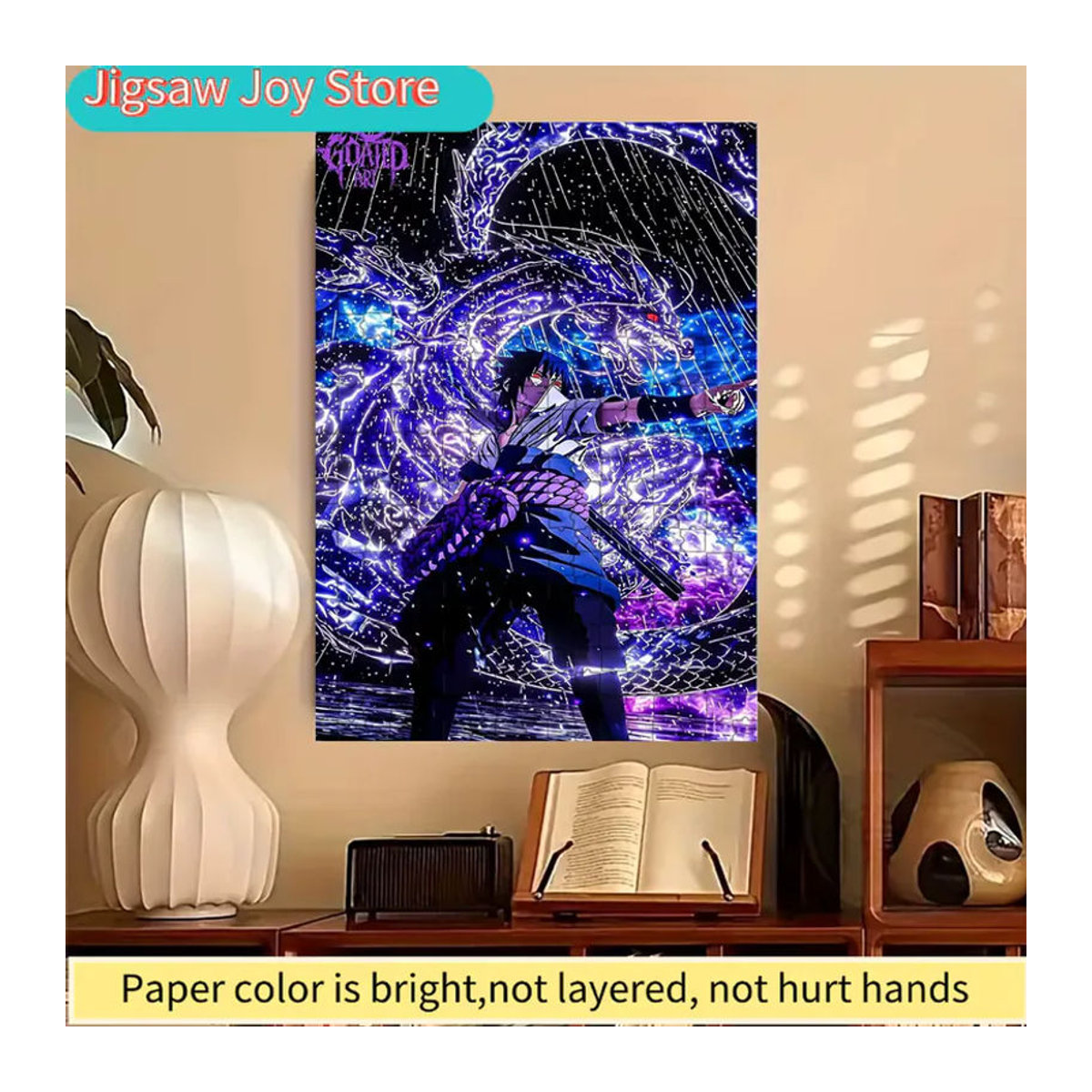KAYOU Sasuke Uchiha Papierpuzzle mit lila Susanoo und kosmischem Hintergrund in Schwarz und Lila - Bild 3