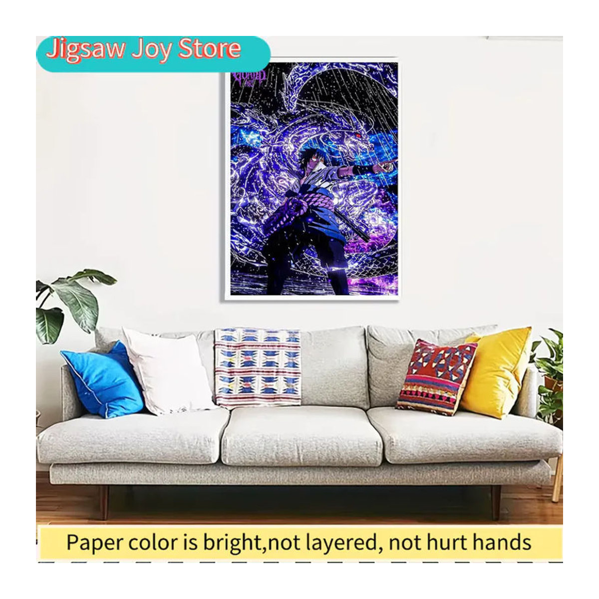 KAYOU Sasuke Uchiha Papierpuzzle mit lila Susanoo und kosmischem Hintergrund in Schwarz und Lila - Bild 4