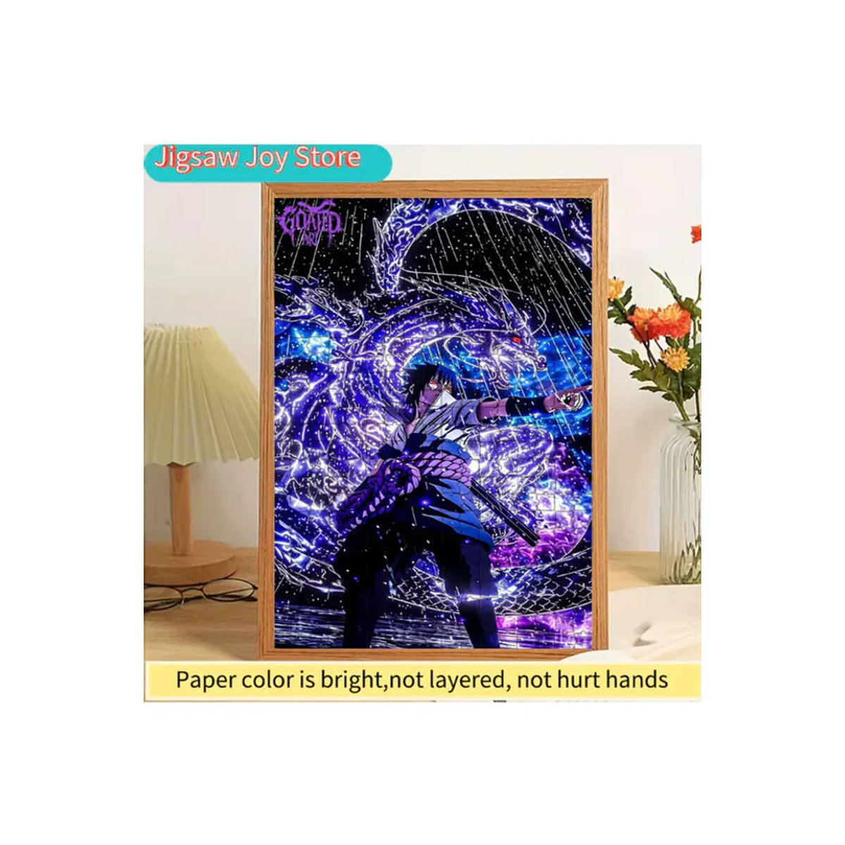 KAYOU Sasuke Uchiha Papierpuzzle mit lila Susanoo und kosmischem Hintergrund in Schwarz und Lila - Bild 5
