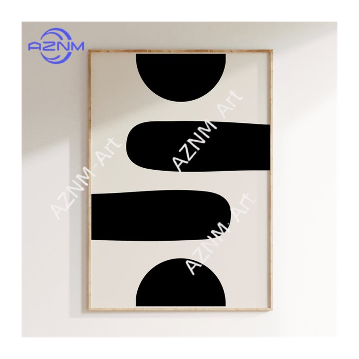 KAYOU Skandinavisches Wandbild mit abstrakten geometrischen Motiven auf Leinwand in Weiß im Hochformat - Bild 1