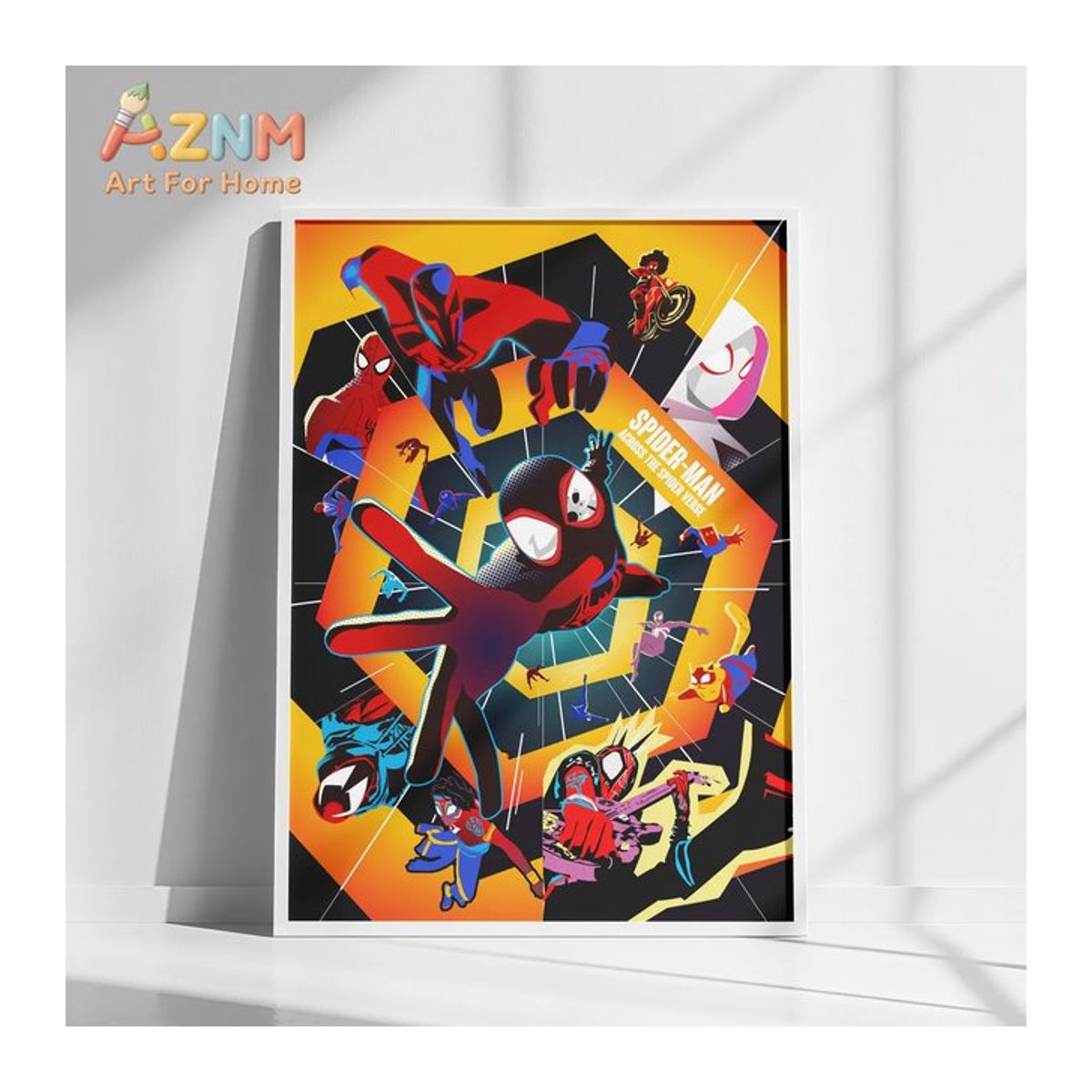 KAYOU Spiderman Across the Spiderverse Poster Porträt Mehrfarbig Hochformat aus Papier mit Holzrahmen zur Wandmontage - Bild 1