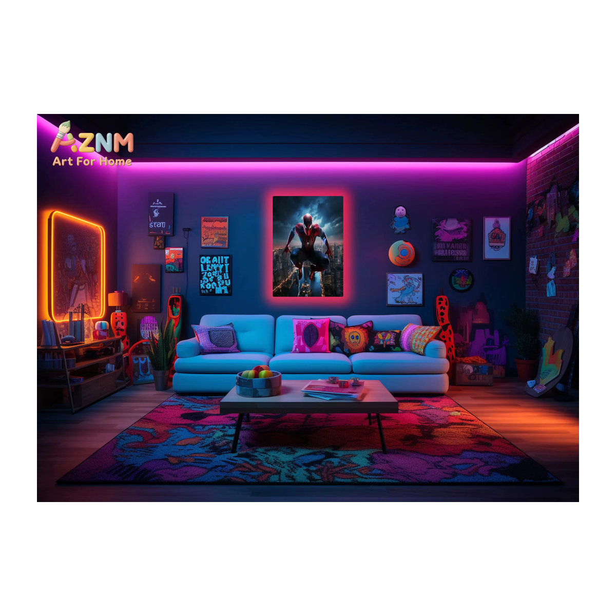 KAYOU Spiderman Marvel Superheld Metall-Leinwand Wanddekoration mit RGB LED, mehrfarbig, Hochformat - Bild 3