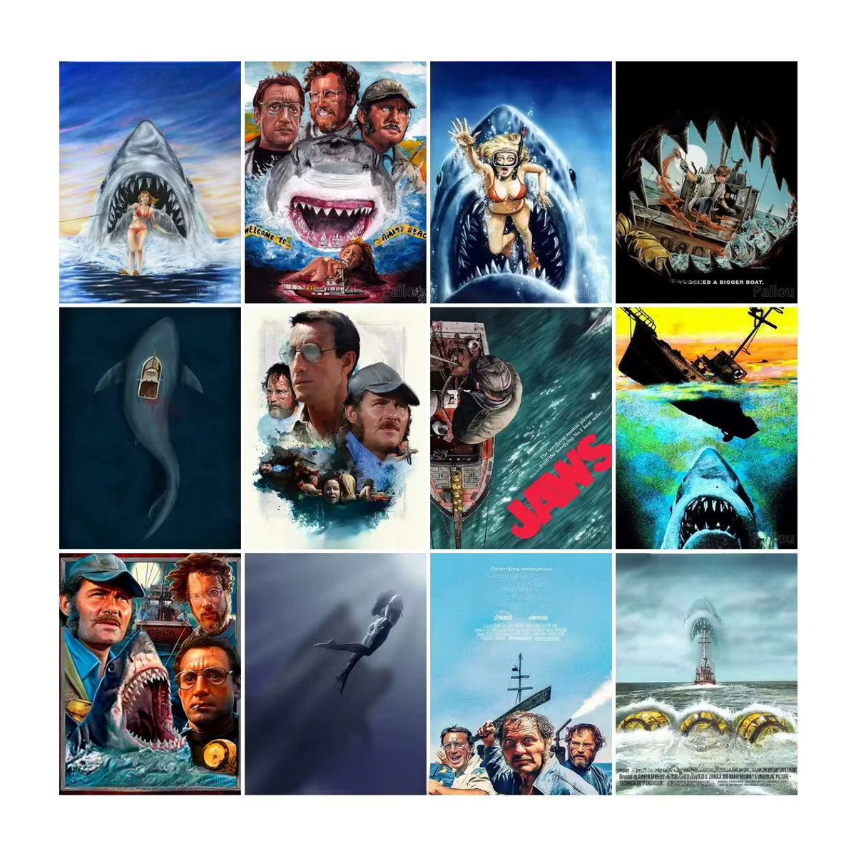 Kayou Steven Spielberg Jaws Film 5D Diamant Malerei Horror Hai Wandbild, mehrfarbig, B/H: 40 x 40 cm - Bild 2