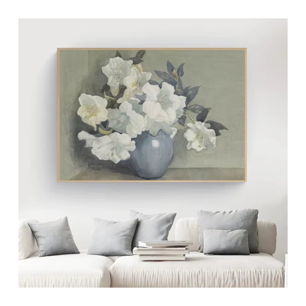 KAYOU Vintage Leinwandgemälde im französischen Landhausstil mit Blumen- und Landschaftsmotiv in Beige - Bild 3