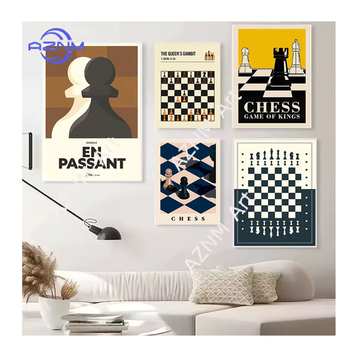 KAYOU Vintage Schach Leinwand-Poster Abstrakt und Geometrisch in Mehrfarbig für deine Wanddekoration - Bild 2