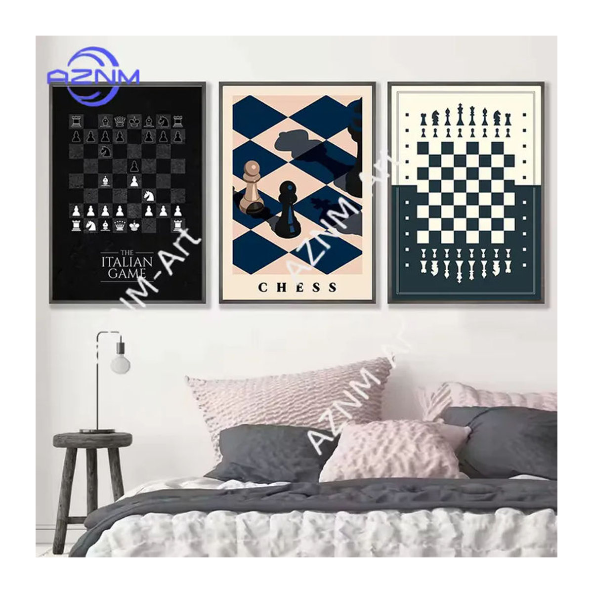 KAYOU Vintage Schach Leinwand-Poster Abstrakt und Geometrisch in Mehrfarbig für deine Wanddekoration - Bild 3