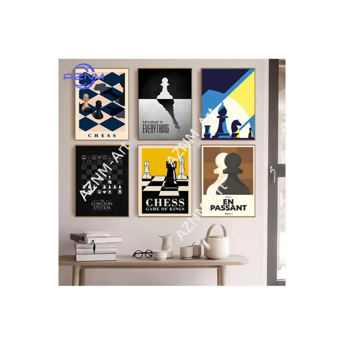 KAYOU Vintage Schach Leinwand-Poster Abstrakt und Geometrisch in Mehrfarbig für deine Wanddekoration - Bild 6