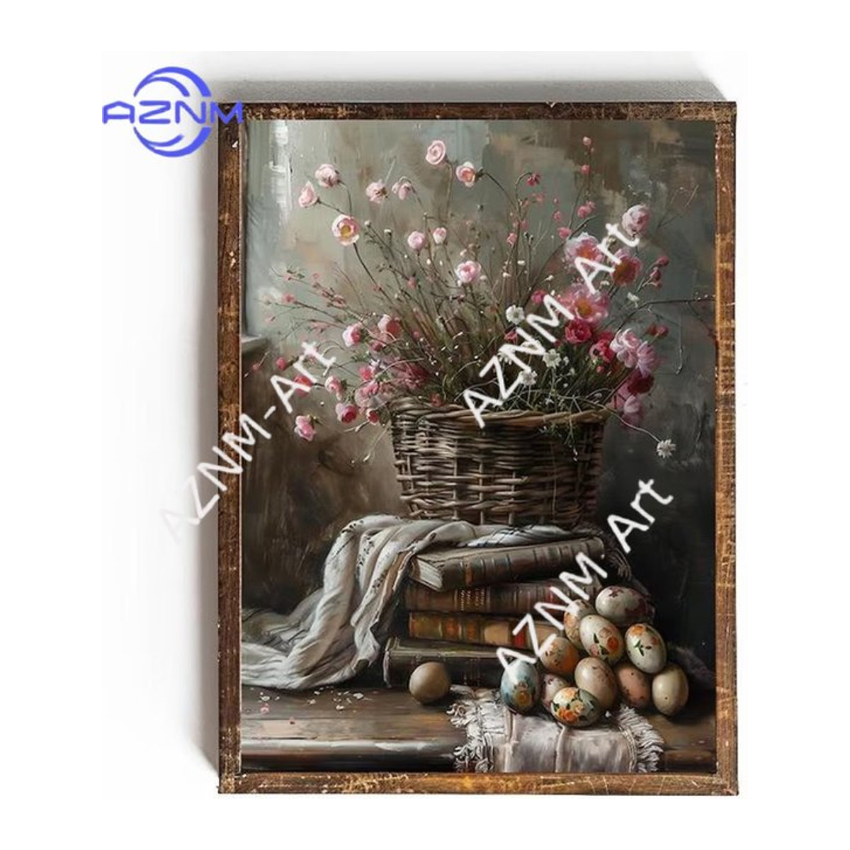 KAYOU Vintage Wanddekoration mit floralem Design für Ostern, mehrfarbig, Holz, Hochformat - Bild 1