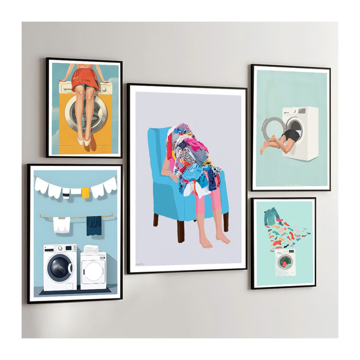 Kayou Wäsche-Tag Kunstposter als selbstklebender wasserfester Papieraufkleber für deine Wanddekoration, mehrfarbig, rechteckig - Bild 1