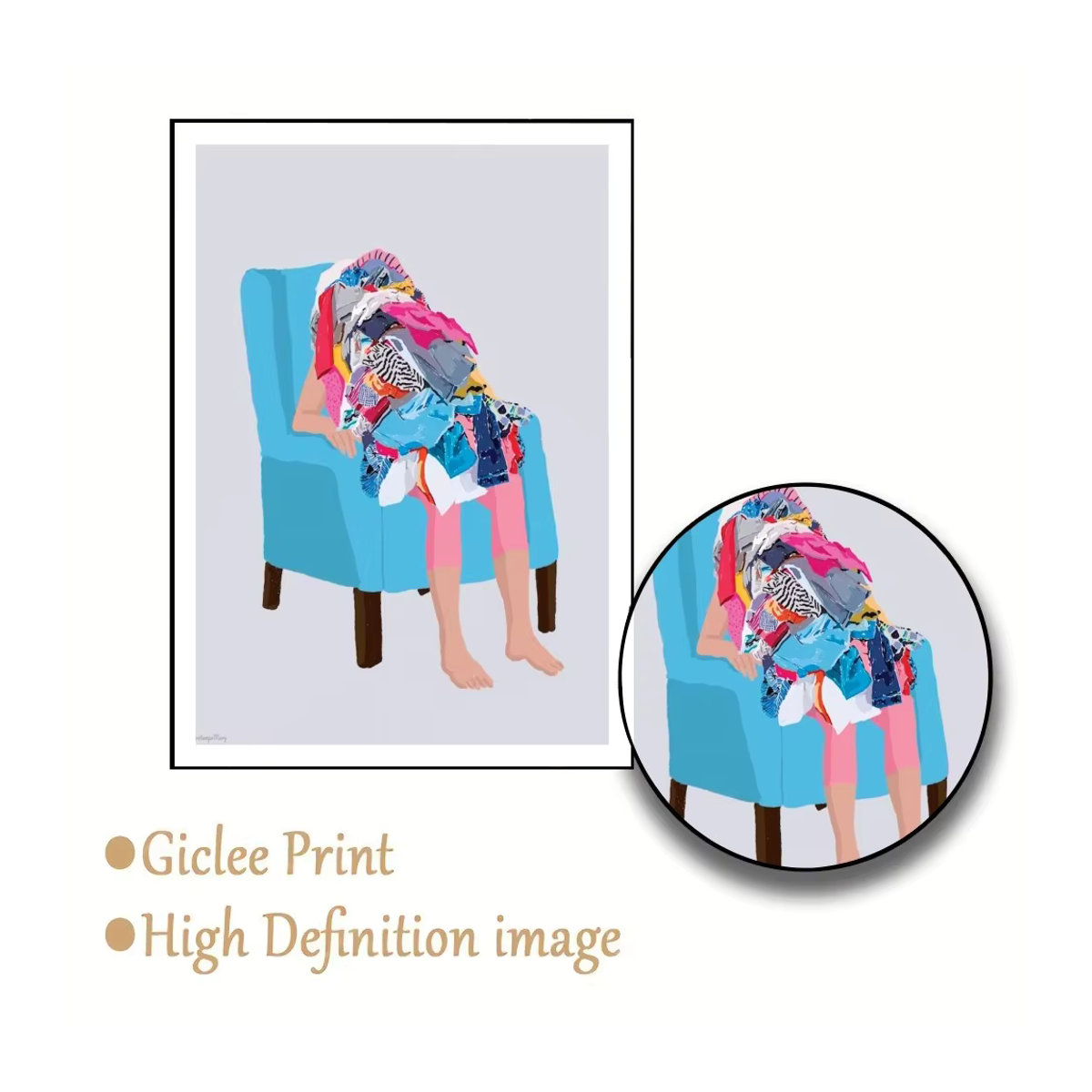 Kayou Wäsche-Tag Kunstposter als selbstklebender wasserfester Papieraufkleber für deine Wanddekoration, mehrfarbig, rechteckig - Bild 5