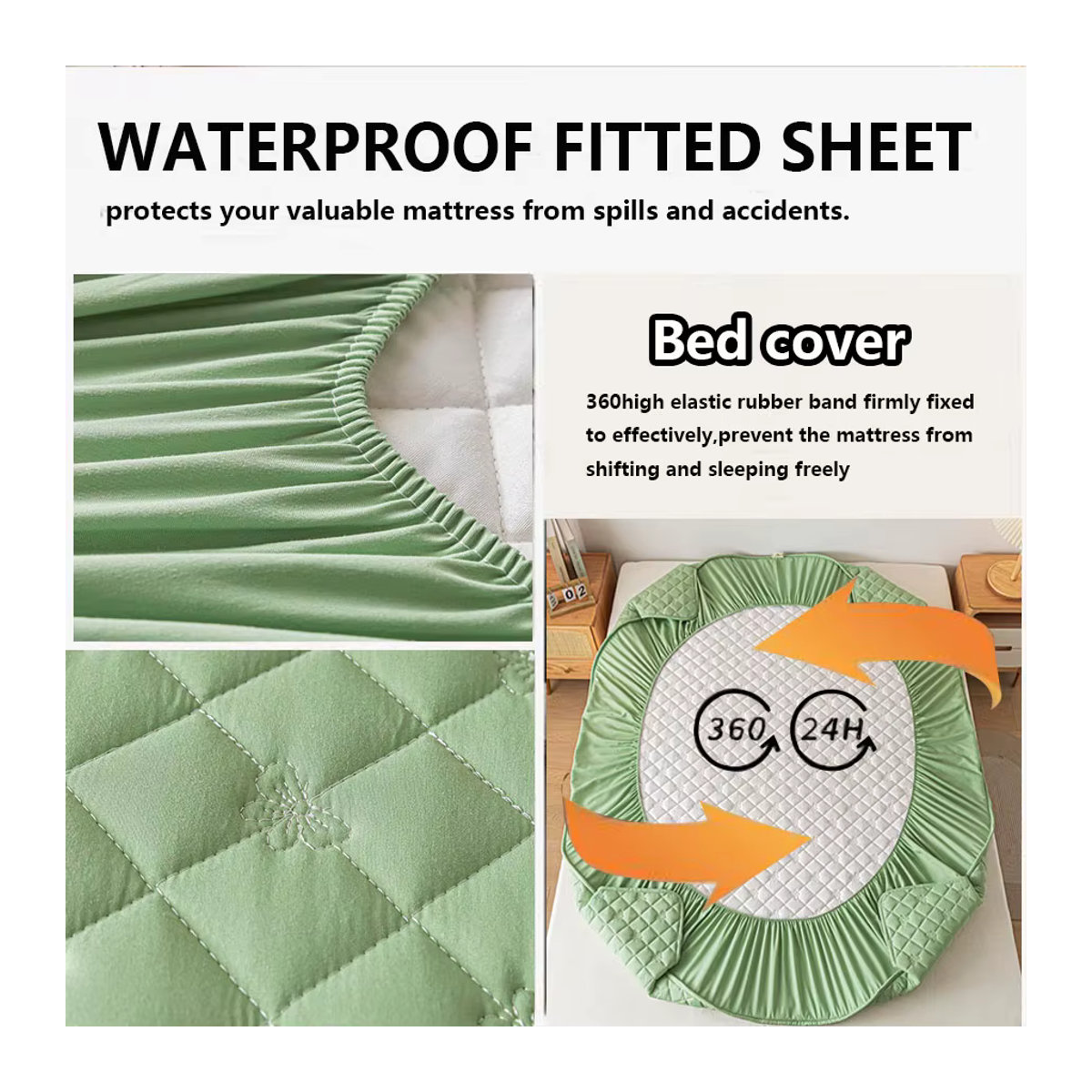 KDJEIKZ Wasserdichter Matratzenschoner Set aus 3D-verdicktem Material mit Kissenbezug, atmungsaktiv und weich, Grau/Weiß - Bild 1