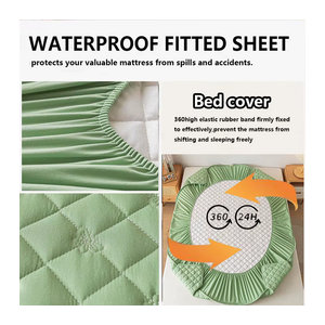 KDJEIKZ Wasserdichter Matratzenschoner Set aus 3D-verdicktem Material mit Kissenbezug, atmungsaktiv und weich, Grau/Weiß