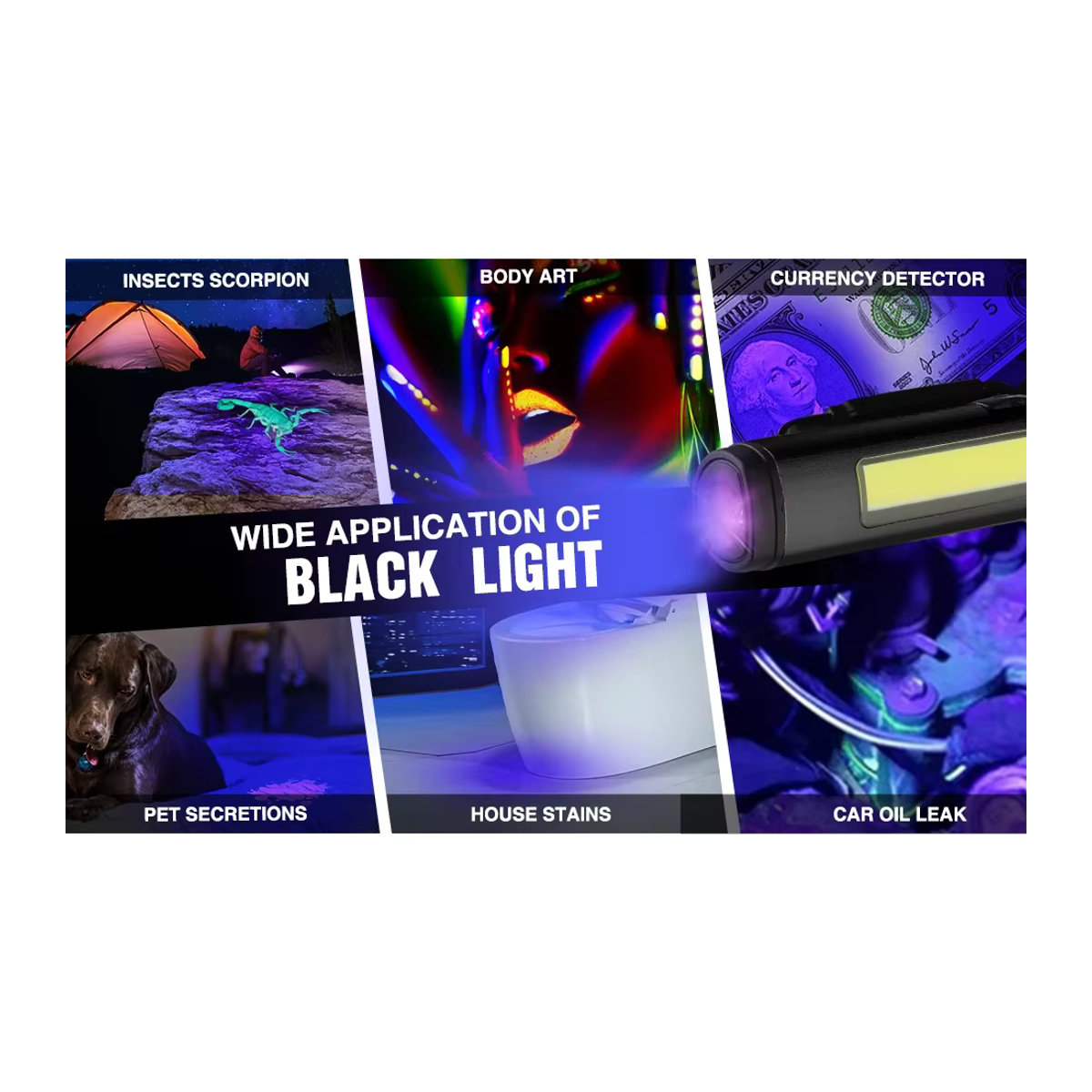KDULIT 4-in-1 Multifunktions LED Stift Taschenlampe mit 800-mAh-Akku und Magnetfunktion, wiederaufladbar über USB - Bild 6