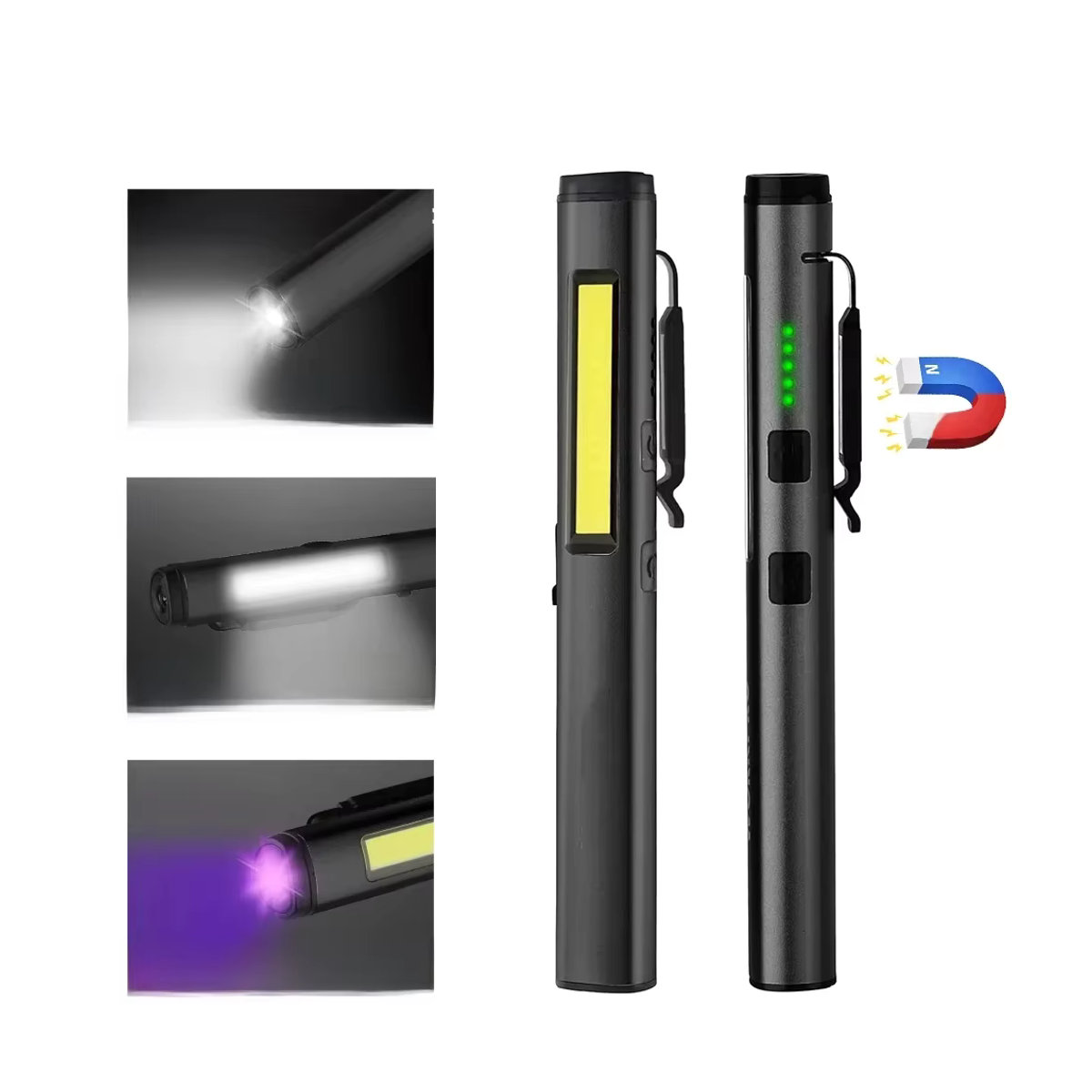 KDULIT 4-in-1 Multifunktions LED Stift Taschenlampe mit 800-mAh-Akku und Magnetfunktion, wiederaufladbar über USB - Bild 7