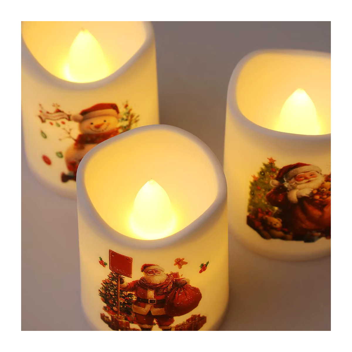 KDULIT Batteriebetriebene LED-Votivkerzen in Weiß mit Flackereffekt und Weihnachtsdesign, 12er Set - Bild 3